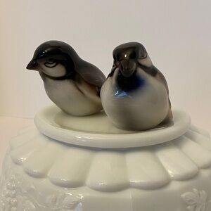 Vintage Set Of Two Porcelain Sparrows Birds Made In Austria by Wein Keramos